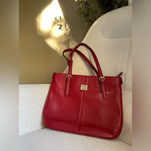Anne Klein Red leather tote NWOT old money red colour